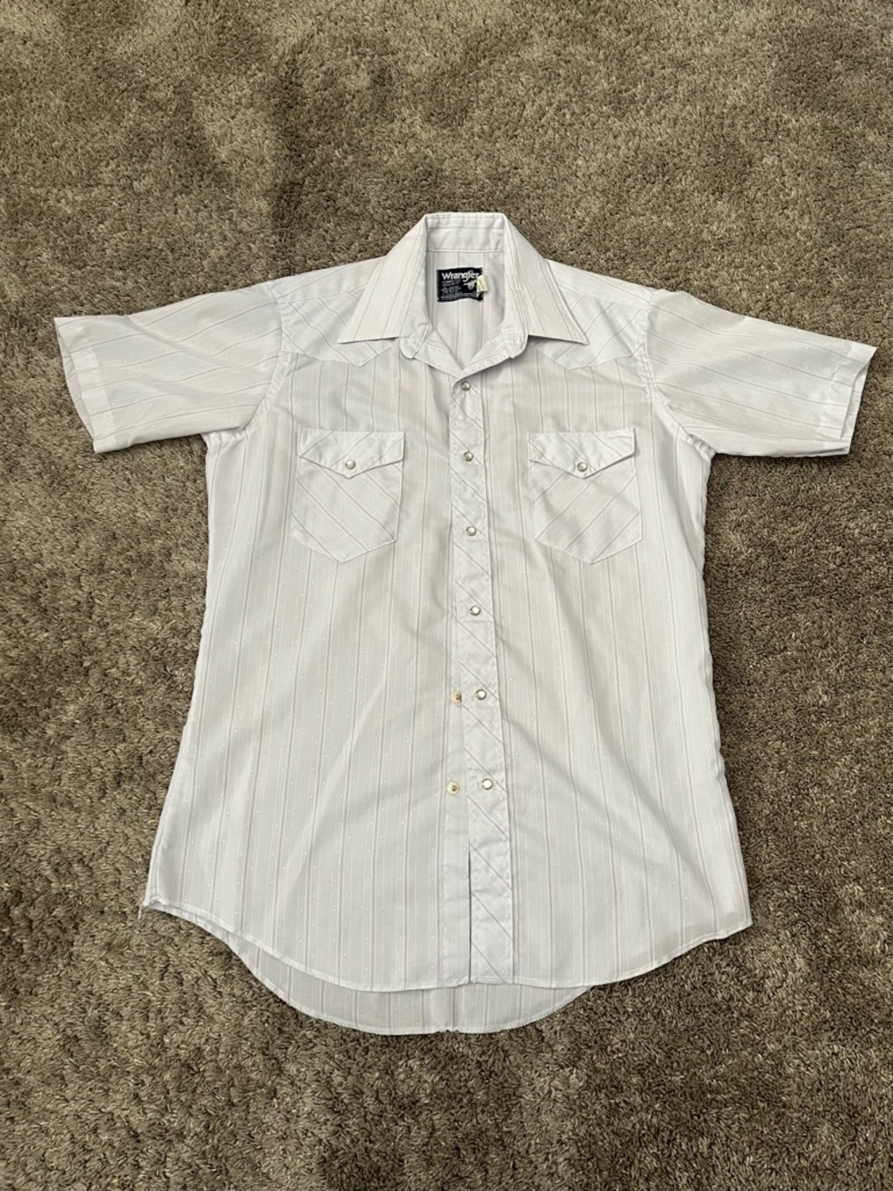 Vintage Wrangler Shirt Pearl Snap Cowboy Cut Regular Fit Short Sleeve Men 15 1/2